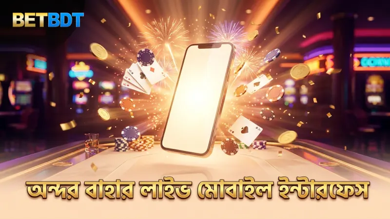 অন্দর বাহার লাইভ গেমের মোবাইল ইন্টারফেসের পরিষ্কার বিন্যাস